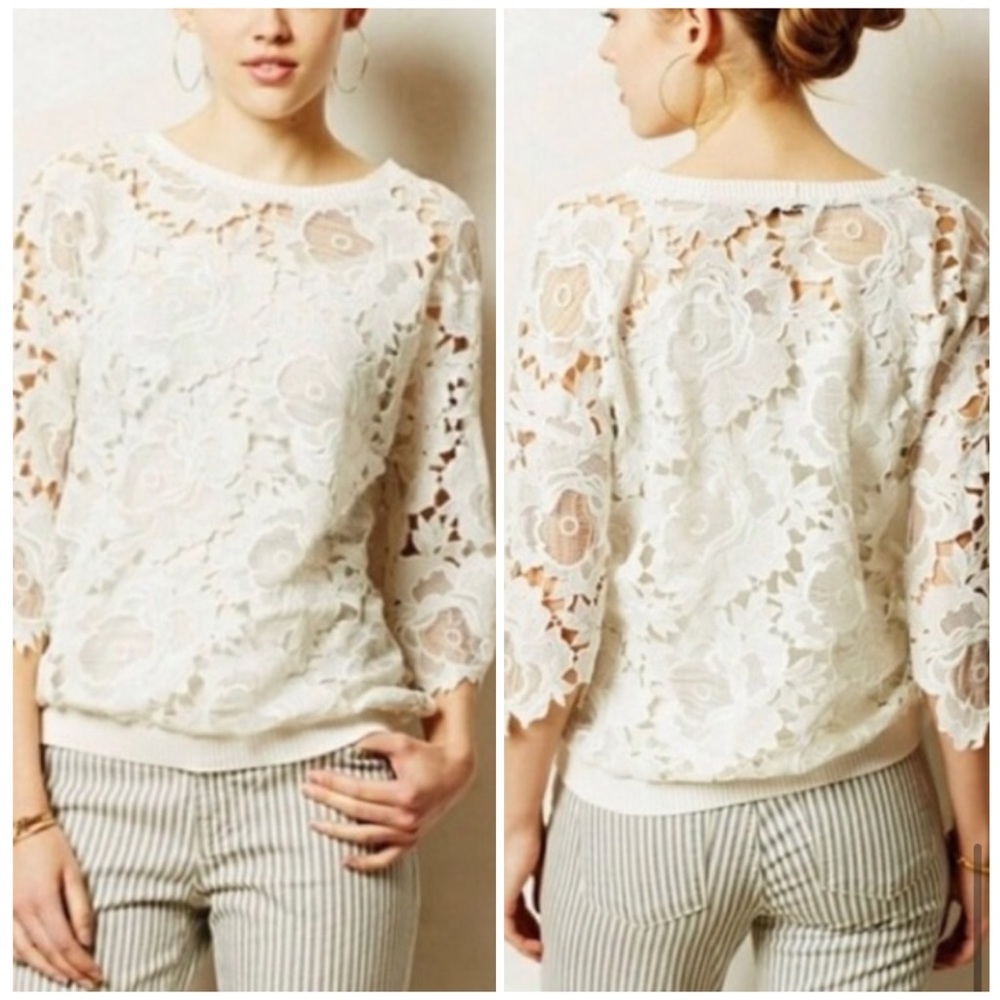 NWT Anthropologie Dolan Lace Top white XS